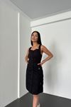 Koton Kumaş Askılı Kargo Çep Kadın Safari Elbise-SİYAH